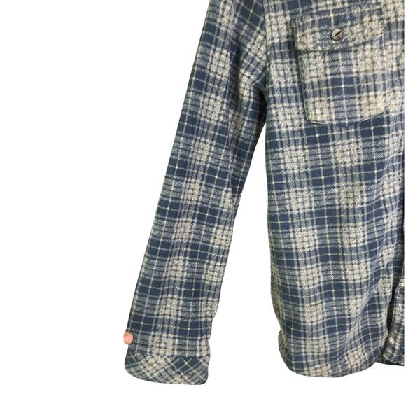 O'neill Casual Button Down Flannel Shirt Boys Sz L Slate Blue Snap Button Plaid - Picture 6 of 9